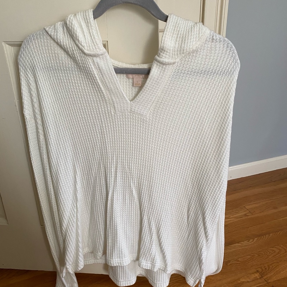 White Waffle Hooded Top